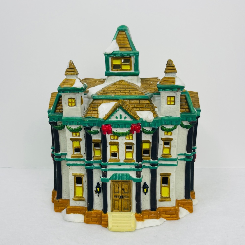 Vintage Ceramic Christmas Village House Victorian Manor Snow Holiday Decor‎